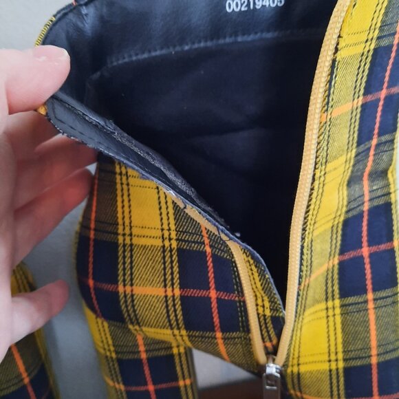 Forever 21 Yellow Plaid Platform Booties Size 6 - Picture 8 of 8